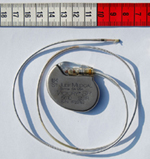 An artificial pacemaker with electrode. 